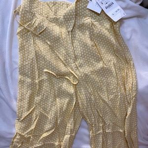 Brand New With Tags Yellow and White Polka Dotted Zara Flowy Pants Size S
